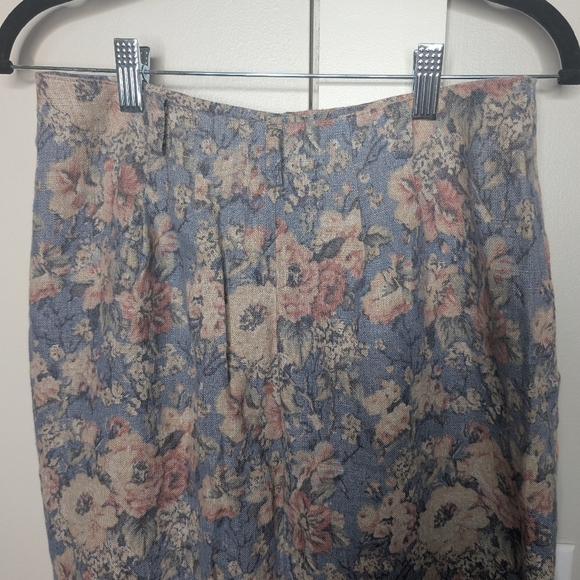 Orvis Vintage Linen Midi Button Down Floral Pastel Blue and Pink Skirt sz 6 - Picture 5 of 6